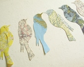 Vintage Map Die Cuts - Birds