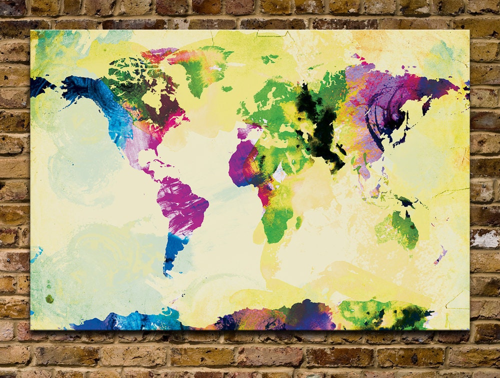 One Colourful World (yellow version) - 24x36 Canvas Print