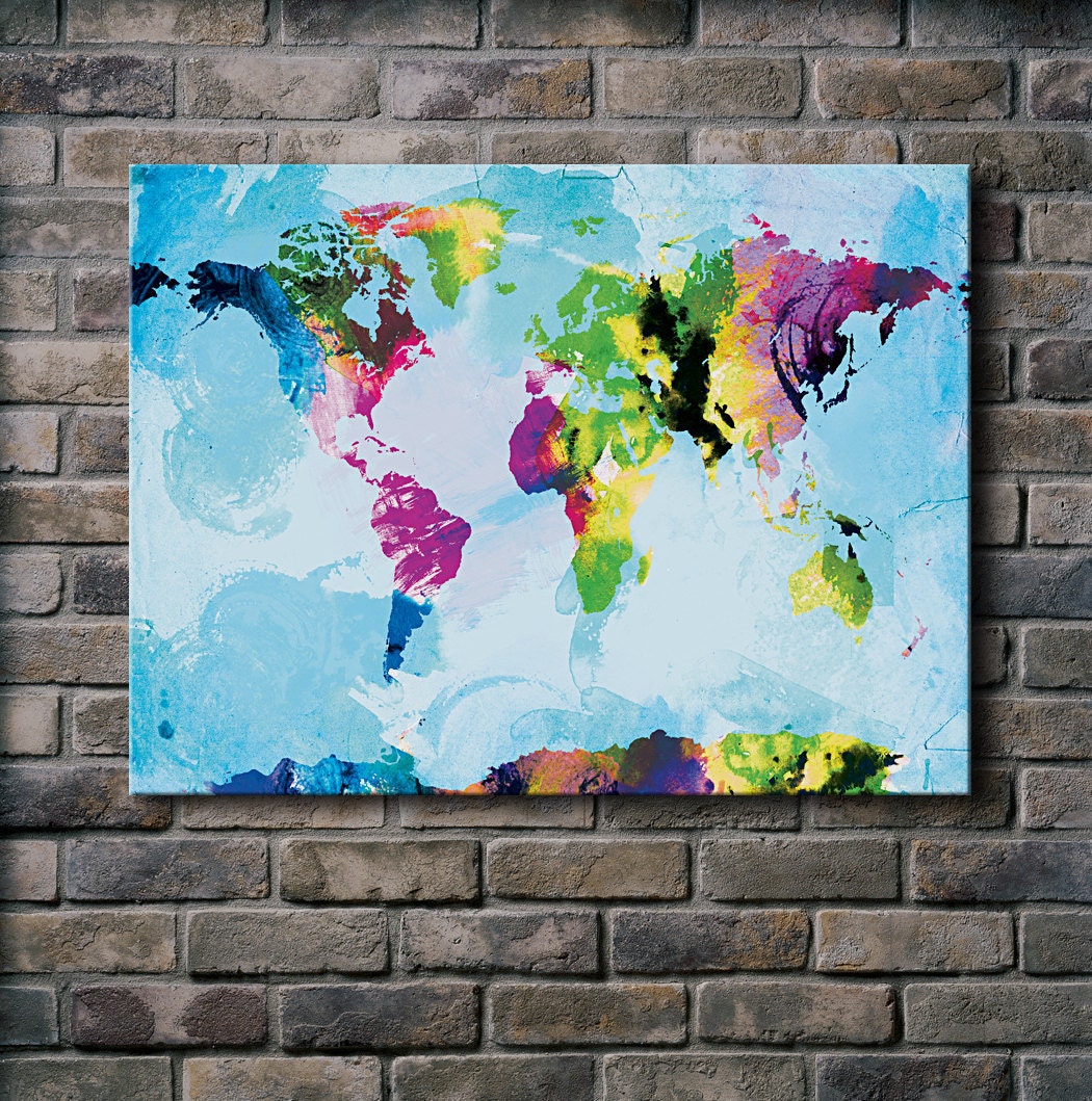 One Colourful World (blue version) - 18x24 Canvas Print