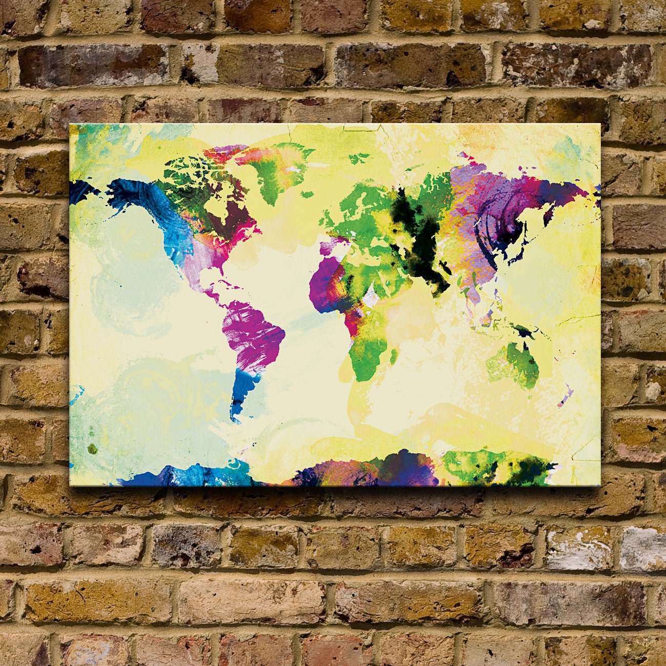 One Colourful World (yellow version) - 12x18 Canvas Print