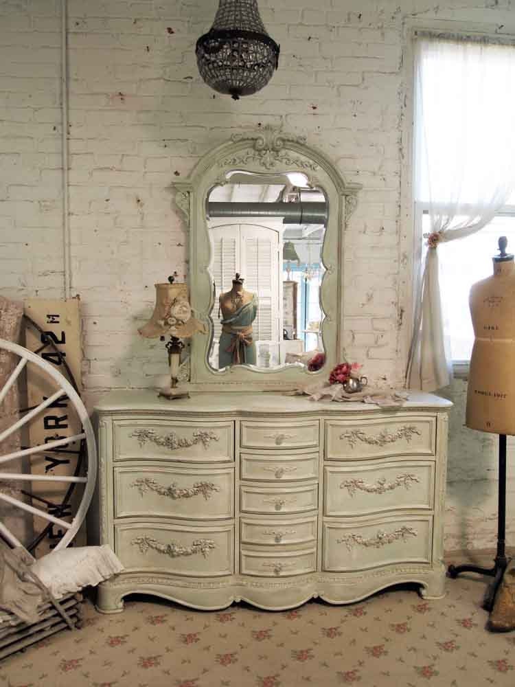 Painted Cottage Chic Shabby Sage Romantic Dresser DR14