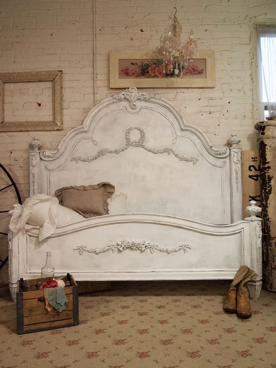 Painted Cottage Shabby Grey King Romance Bed Eastern or California King