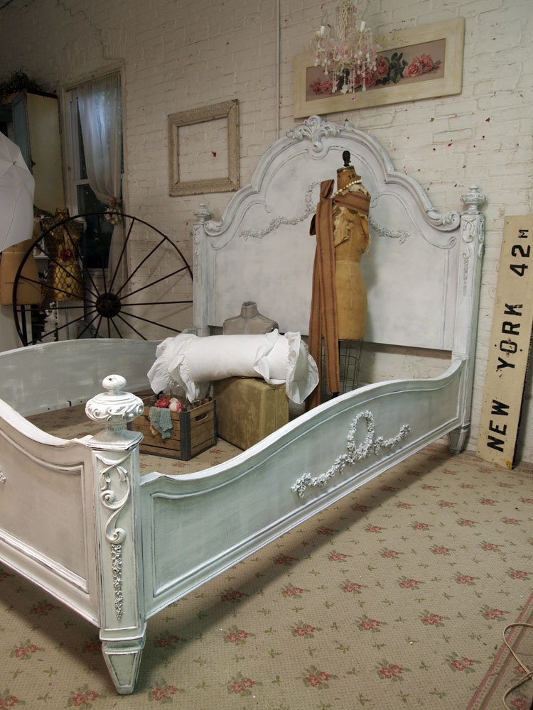 Painted Cottage Shabby Grey King Romance Bed Eastern or California King