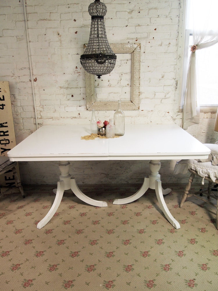 Painted Cottage Chic Shabby White Farmhouse Table TBL232