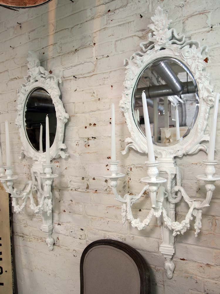 RESERVEPatriciaPainted Cottage Chic Shabby White Romantic French Sconces VF271