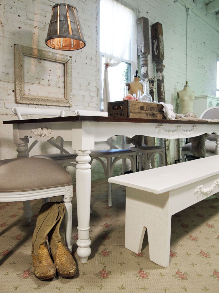 Painted Cottage Chic Shabby Romantic Farmhouse Table TBL241