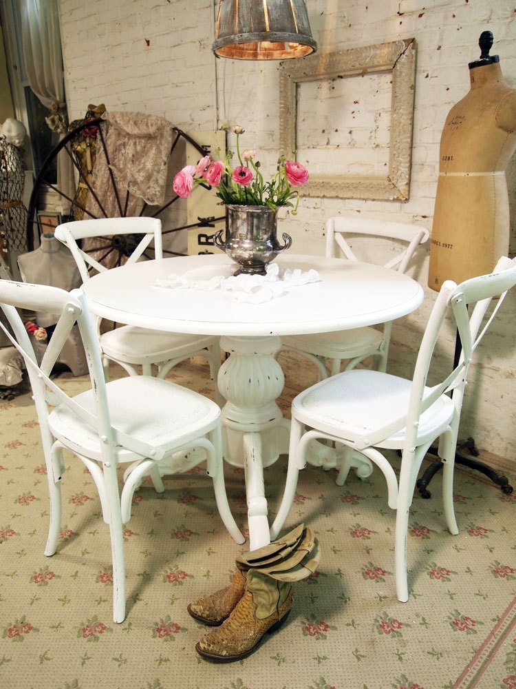 Painted Cottage Chic Shabby White French Farmhouse Chair CH226
