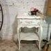 RESERVE for JULIE Painted Cottage Chic Shabby White Pair of Romantic Night Tables NT419
