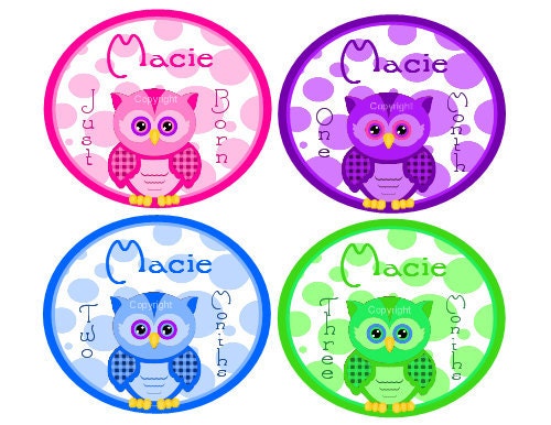 Girl Baby Month Stickers Personalized (Baby Girl Owls)-Includes Newborn, Large 12 Month, and Bonus Stickers- Monthly Onesie Stickers