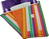 2 Reusable Wet Jet Pads - Swifters - Swiffer Washable for WetJets - Rainbow Stripes pattern