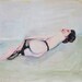 Retro Burlesque Valentine: Original Painting, Risque Pin-up, Daydream, Soft colors