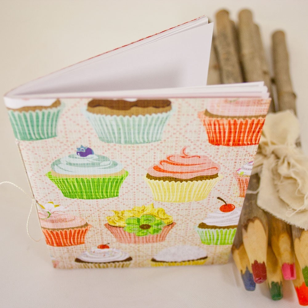 Vintage Cupcakes - handbound notebook