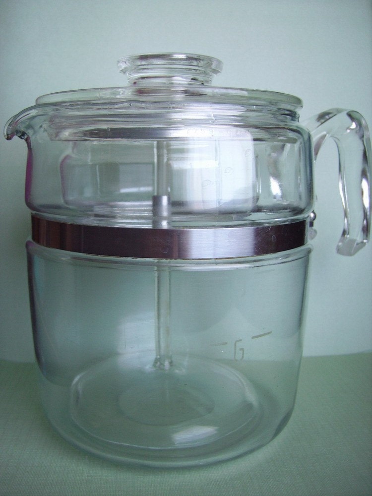 Vintage Pyrex Coffee Percolator 9 cup glass by YellowBarnFinds