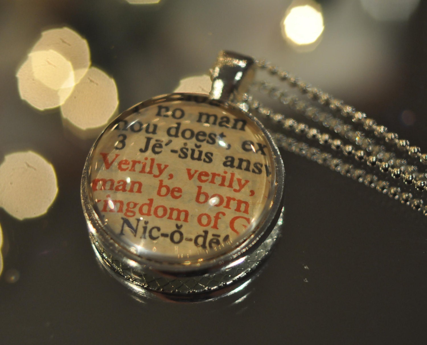 Vintage Bible Verse Pendant Necklace John 3:3