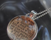 Vintage Bible Verse Pendant Necklace Genesis 2:2