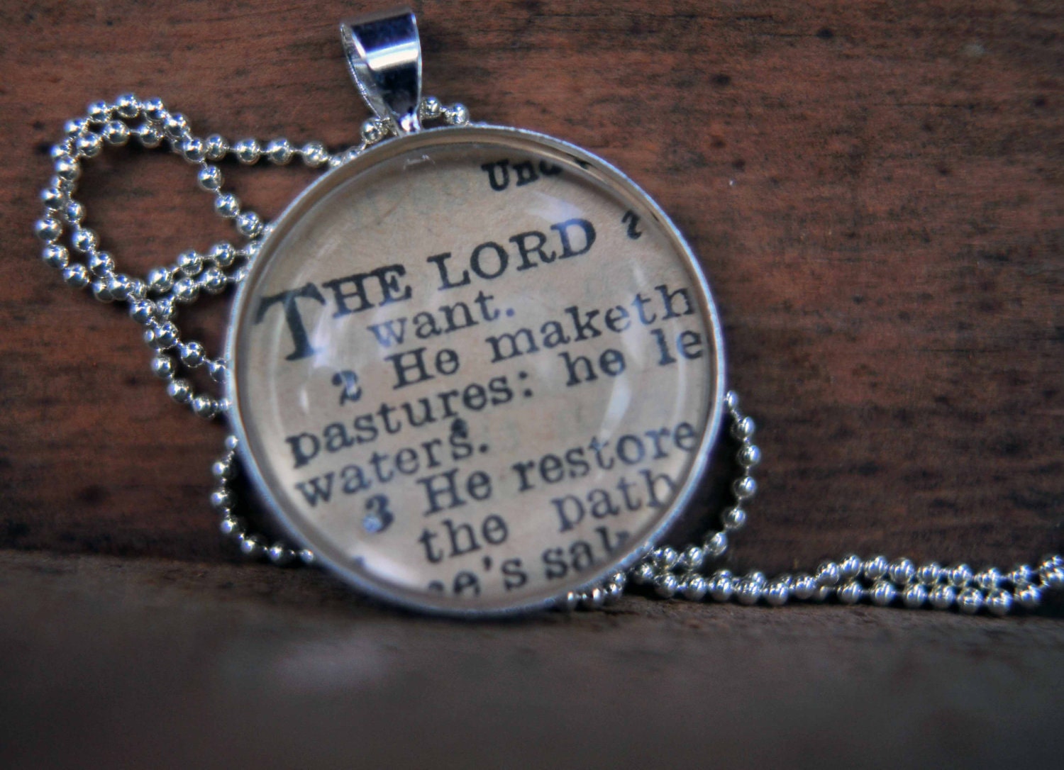 Personalized Vintage Bible Verse Pendant Necklace- Pick Your Verse