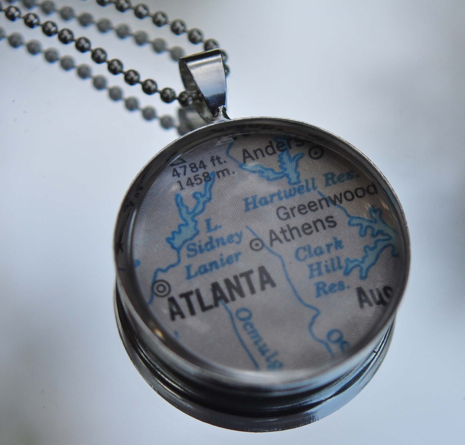 ATLANTA GEORGIA Vintage World Traveler Atlas Pendant Necklace