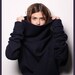 Night blue Jazz felted wool asymmetric pullover