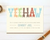 Vintage Cowboy Party Invitations - Yeehaw Birthday Party Invites