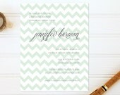 Calligraphy & Chevron Bridal Shower Invitations - Mint Green Wedding Shower Invites