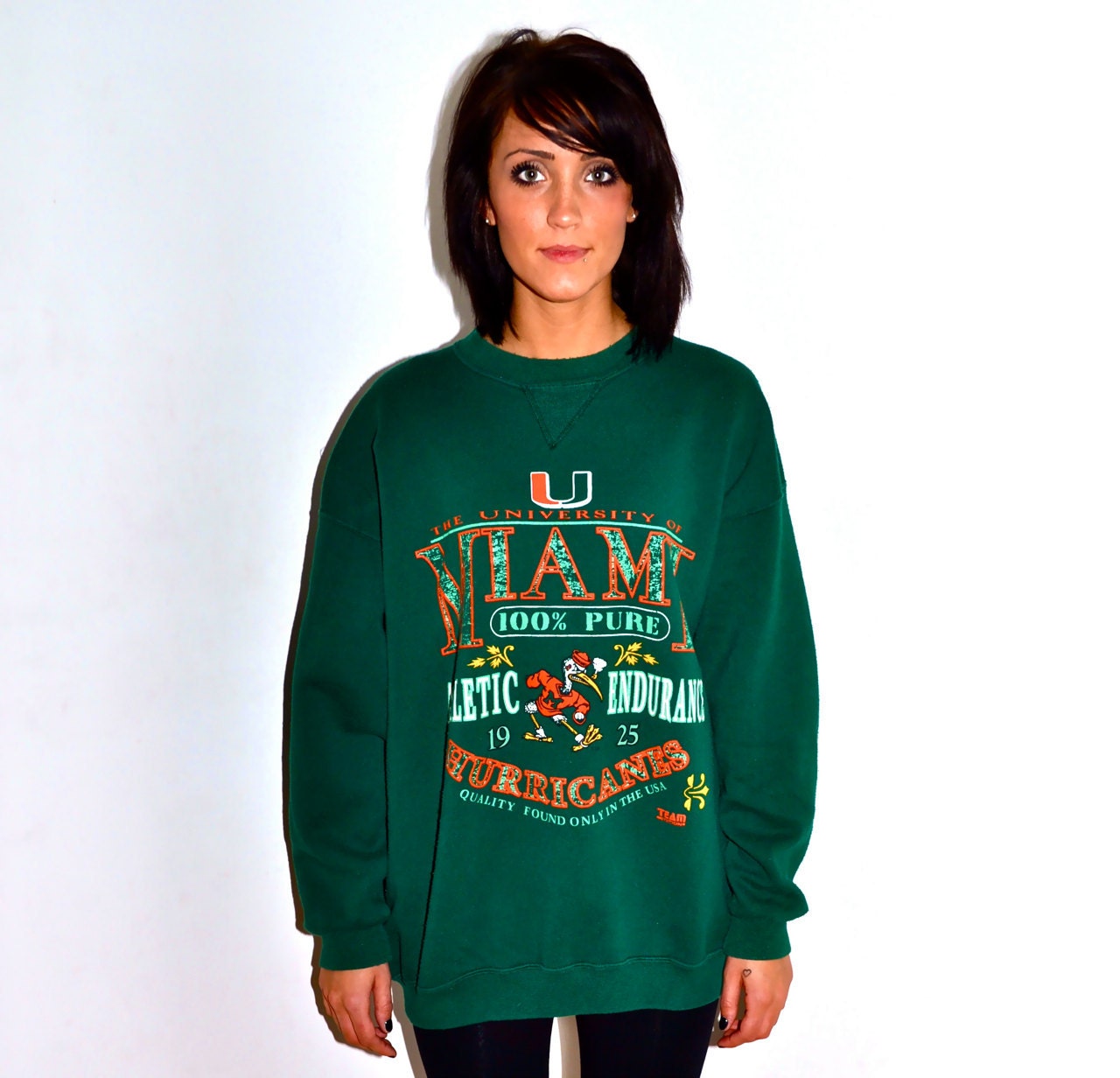 MIAMI HURRICANES Vintage University of Miami Florida SWEATSHIRT Mens Large L Extra Large xl