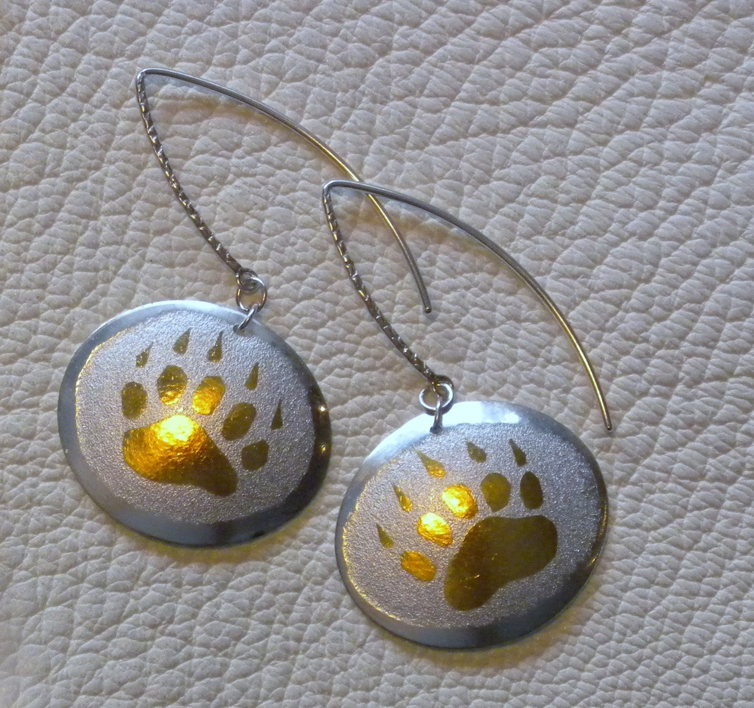 Bear Paw Silver and Gold Earrings