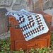 Baby Afghan Blanket - granny square design - baby blue, chocolate brown, white