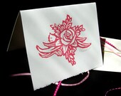 Handmade Card - Pink Rose with Recycled Envelope - Medium