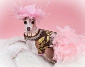 Retro Pink Feather Dog Harness Dress