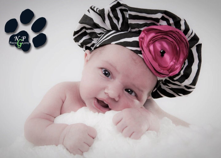 Zebra Print Baby Beret Hat - Newborn / Infant