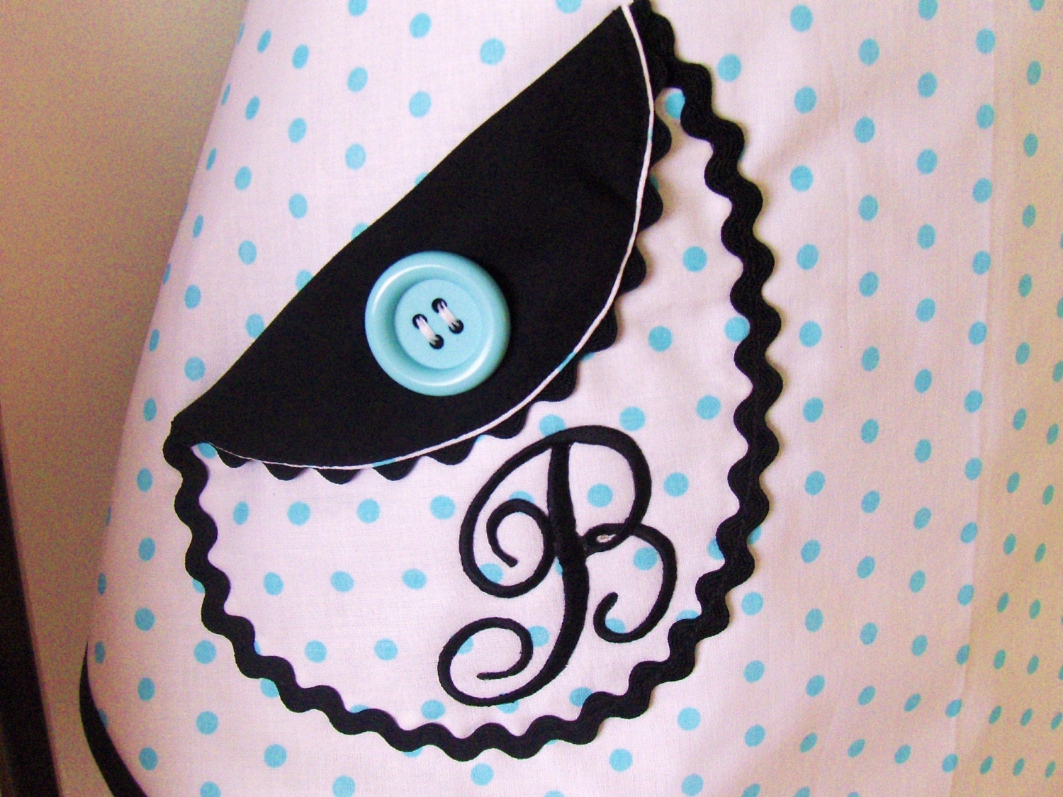 50s Inspired Aqua Retro Apron Letter "B" monogram