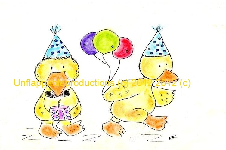 Birthday Card Duck, Duck.....Going to See......  3 1/2 x 4 7/8 Greeting Card