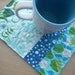 hello pilgrim in blue mug rug for Michelle - FREE SHIPPING