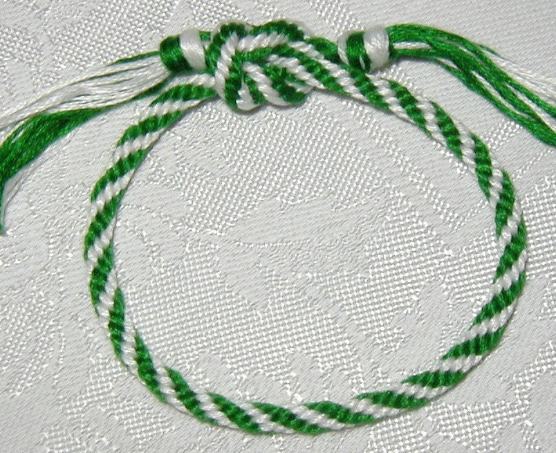 Green Spiral Kumihimo Friendship Bracelet