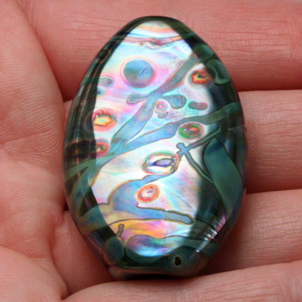 Psychedelic Rainbow - Handmade Lampwork Focal Bead