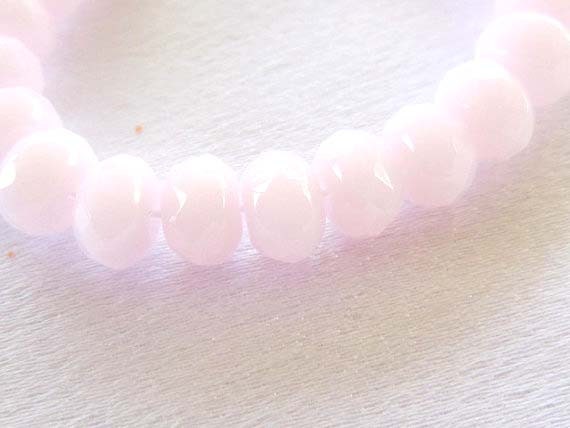 Czech Baby Pink Rondels, 6mm, 25 pieces per package