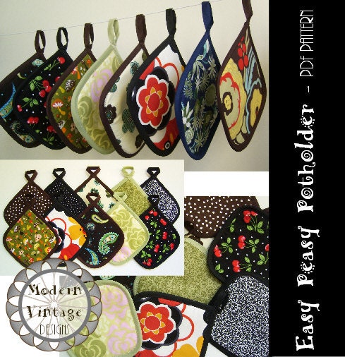 PDF Pattern and Tutorial - The EASY PEASY Potholder - Instant Download Sewing Pattern