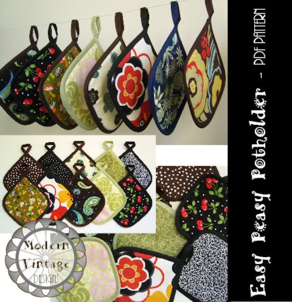 PDF Pattern and Tutorial - The EASY PEASY Potholder - Instant Download Sewing Pattern