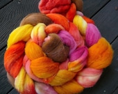 Hand dyed merino wool roving  Fall Forest  13.25oz