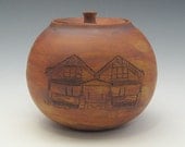 Lidded Jar with Houses