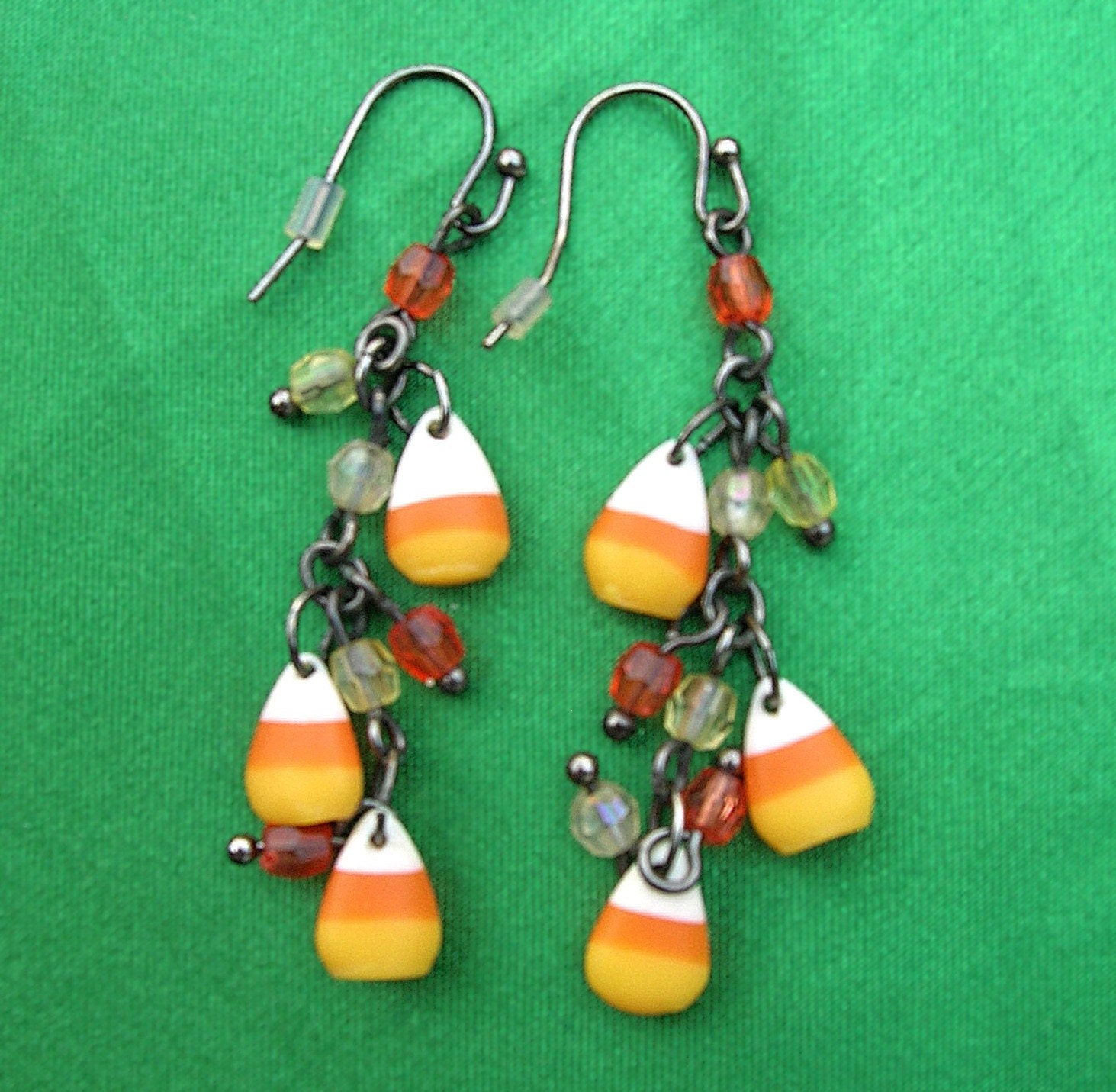 Vintage Dangling Avon CANDY CORN Earrings by blackcatsandpoppies