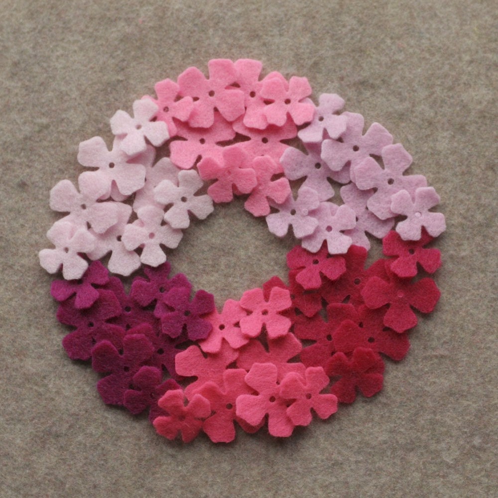 Perfectly Pink - Lilacs - 48 Die Cut Felt Flowers
