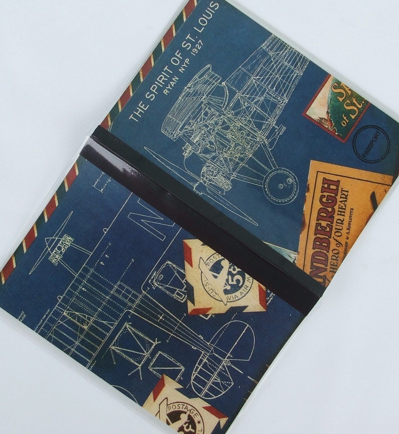 Vintage Aeroplane Blueprint  PASSPORT COVER