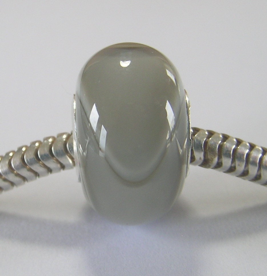 OOAK Grey Armadillo Style Handmade Lampwork European Charm Bead - SRA - Fits Trollbead/Biagi etc