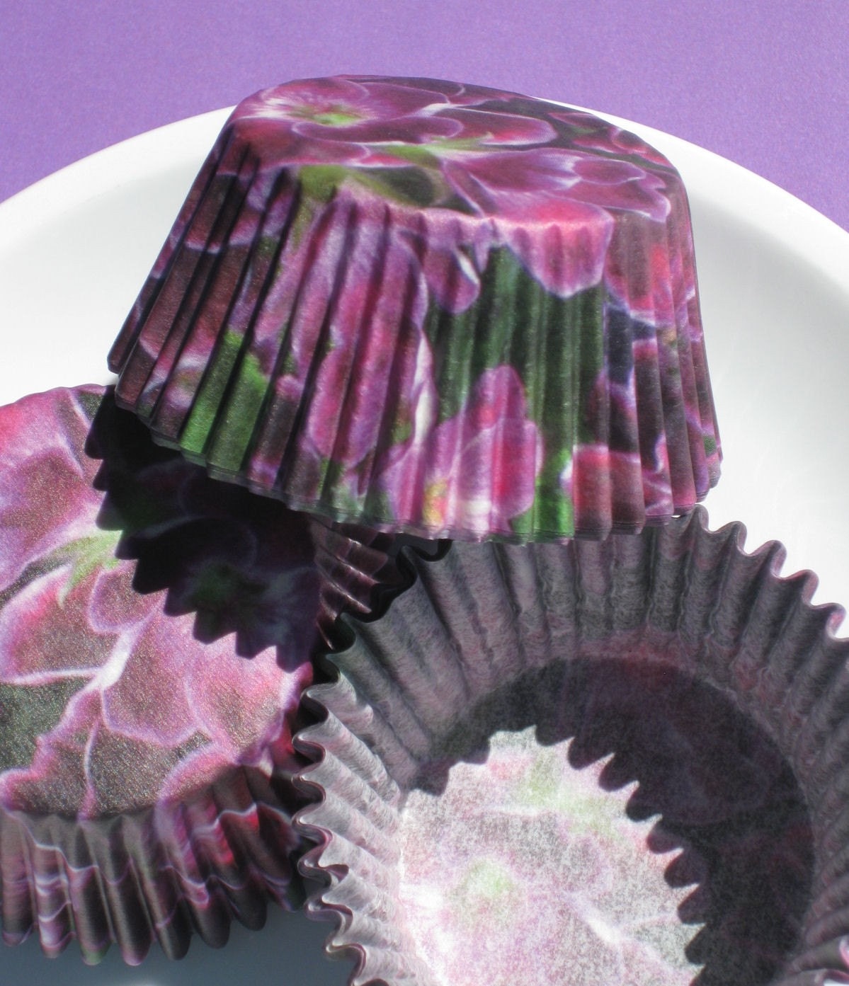 Purple Violet Flower Cupcake Liners, Baking Cups (50)