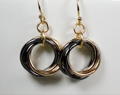 14k Gold Fill Black Oxidized Sterling Silver Infinity Love Knot Chainmaille Earrings Mobius Chain maille
