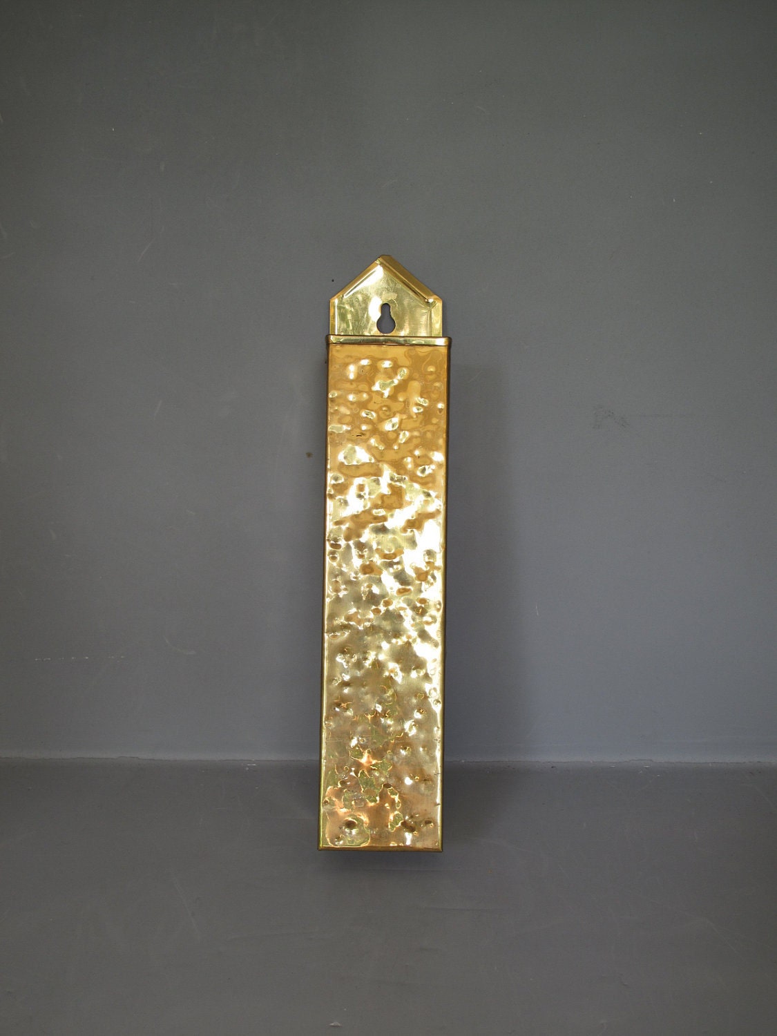 Vintage Brass Match Box Holder / Long Hammered by MilkaCervenka