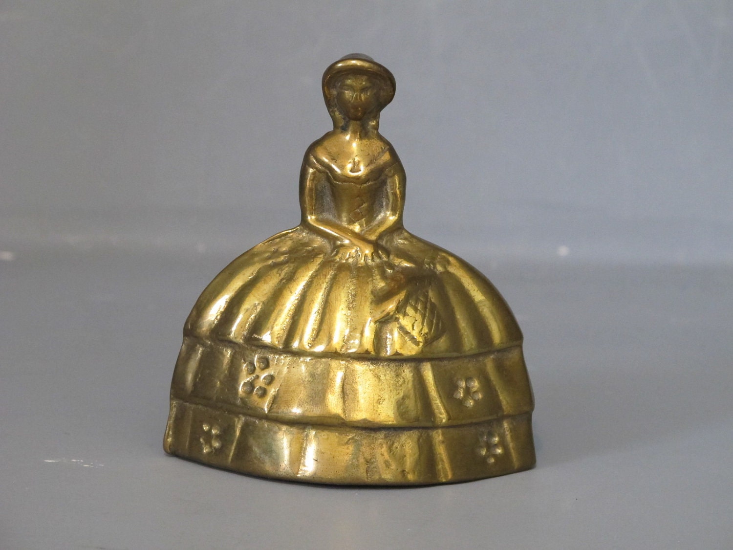 Vintage Colonial Woman Brass Bell / Lady Solid by MilkaCervenka