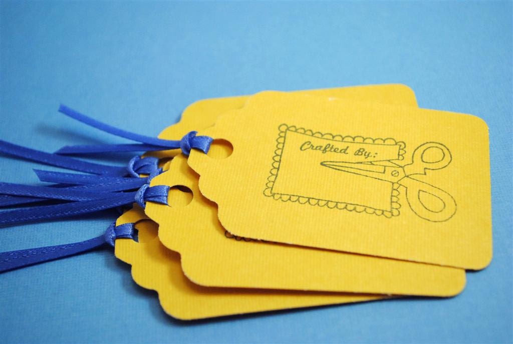 Crafted By GIFT TAGS - set of 6 in yellow