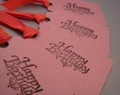 Happy Birthday GIFT TAGS - set of 4 in orchid pink